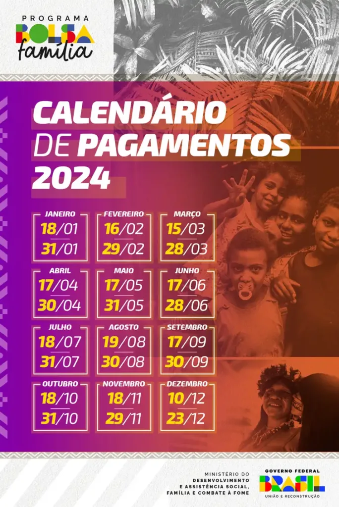 Calendário de pagamento do Bolsa Família. - Foto Reprodução MDS.